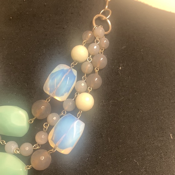 Lia Sophia 3 Strand Stone Necklace with gray pearls, 21” - Picture 3 of 9